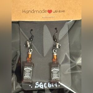 Handmade SGC619 Jack Whiskey Earrings, Fun, Alcohol Earrings, bartender earrings